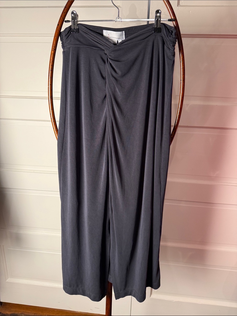 Anthropologie Twist Front Maxi Skirt Junie Charcoal Gray M
